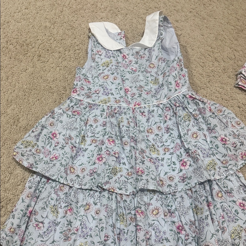 Janie and Jack Pink, Navy, White, Floral Dress Set - Picture 3 of 6